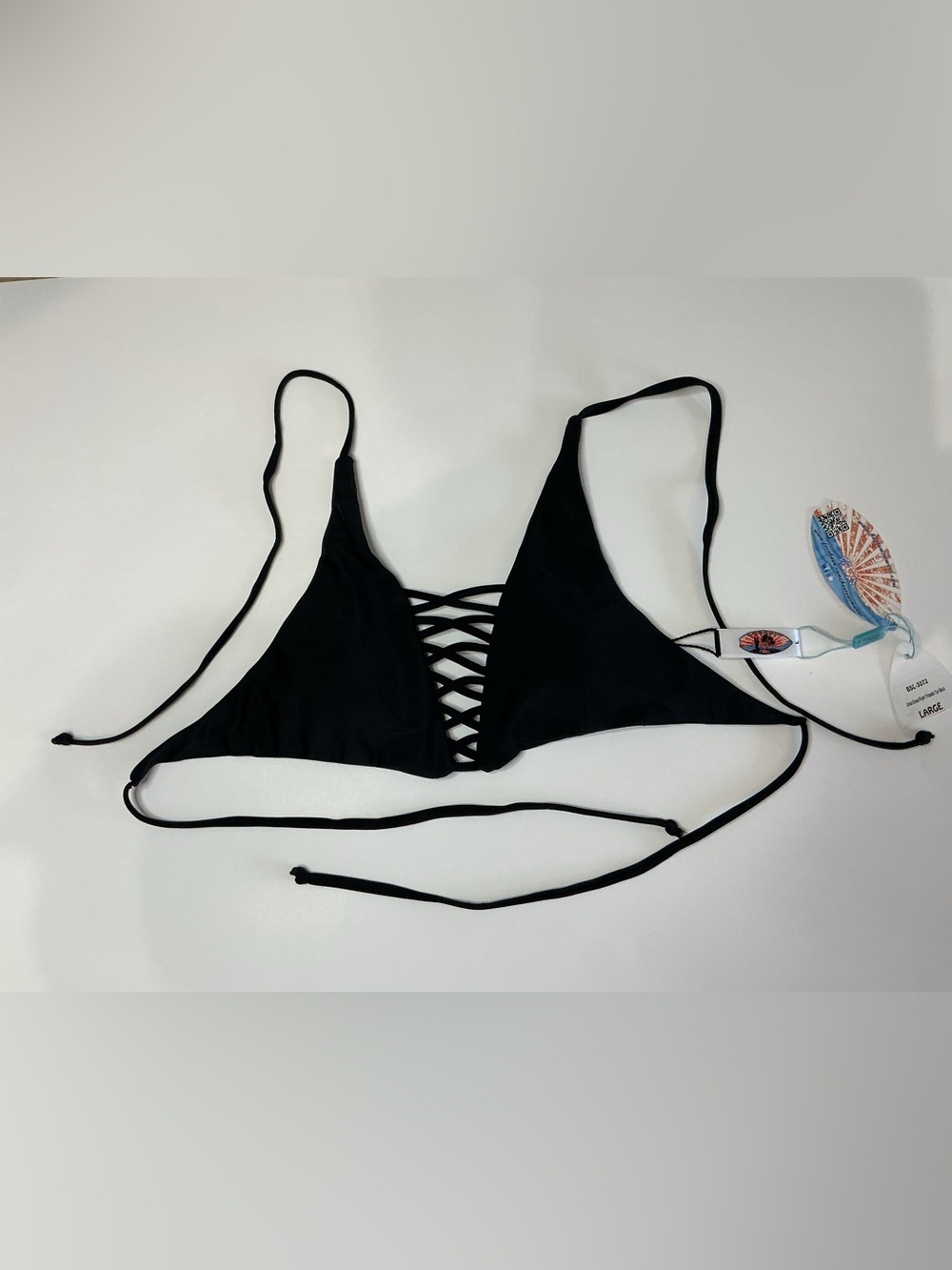 Bingo Surf Triangle Bikini Top with Criss Cross Front NWT - Picture 2 of 7